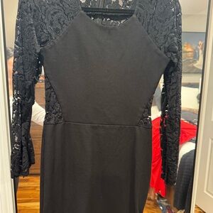 Parker Black Lace Long Sleeve Dress